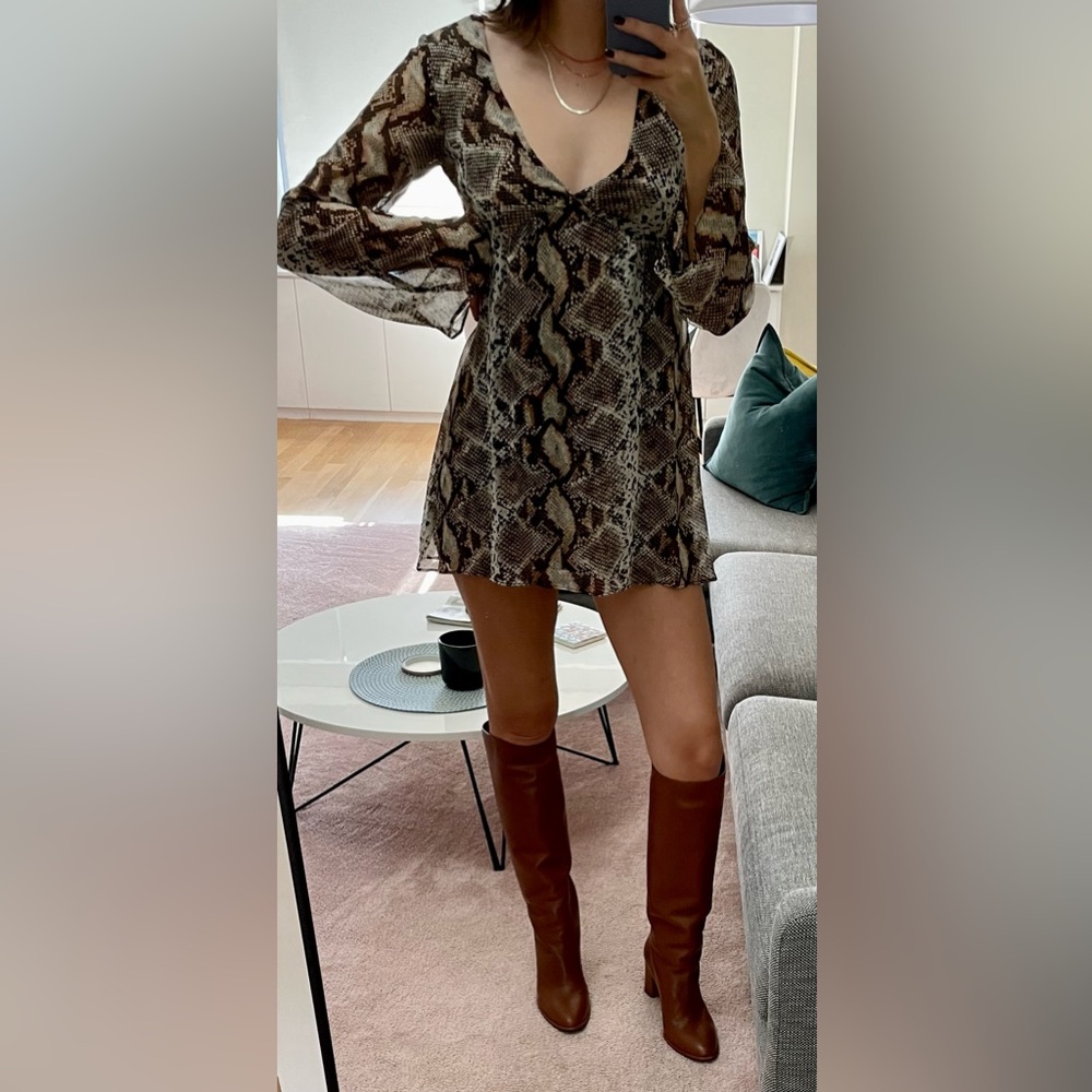 Blu Moon Snakeskin Print Mini Night Out Dress Backless
